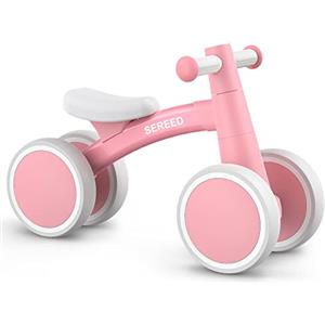 SEREED Bicicletta Senza Pedali per Bambini da 1 Anno, Giocattolo per Bambini da 12 a 24 Mesi Bebè, Prima Bici con 4 Ruote per Ragazzi e Ragazze, Primo Regalo di Compleanno, Rosa Nuovo