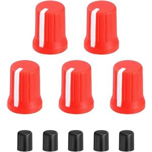 QUARKZMAN 5Pcs Manopole Potenziometro D-Shaft Sostituzione Manopola Controllo Potenziometro Gomma Copertura Asta Spinta Per DJ Controller Mixer Console Encoder Altoparlante (Rosso Bianco)