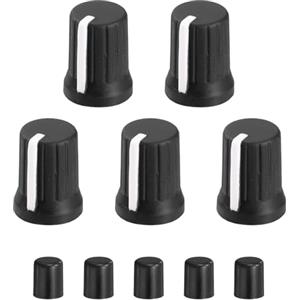 QUARKZMAN 5Pz Manopole per Potenziometro Asse a D in Gomma Nero/Bianco | Sostituzione Manopola Controllo Potenziometro, Sostituzione Coperchio Asta Spinta, Per DJ Controller Mixer Console Encoder