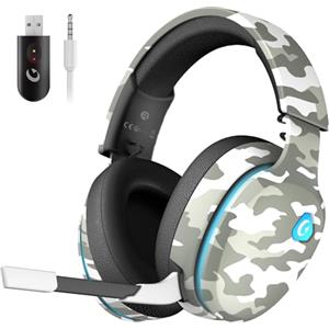 Gvyugke Cuffie da gioco Bluetooth 5.2 senza fili, microfono stereo 3D rimovibile per PS5, PS4, PC, Mac (multicolore)