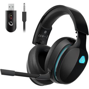 Gvyugke 2,4 GHz Wireless Gaming Headset für PC, PS5, Mac, Switch, Bluetooth Kabelloses Kopfhörer mit abnehmbarem Mikrofon mit Geräuschunterdrückun
