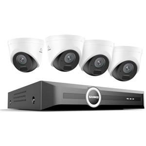 SANNCE Sistema di Telecamere di Sorveglianza 8CH POE CCTV, Videoregistratore di Rete 5MP POE 8 Canali con 4Telecamere di Sicurezza Esterna IP 3MP