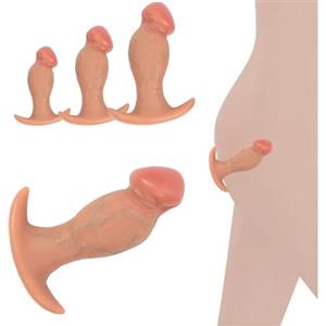 ZERKOR Plug anale, enorme dildo anale, plug anale morbido realistico per gioco anale, giocattolo sessuale Aanl per adulti, plug anale gigante indossabile (nudo, grande)