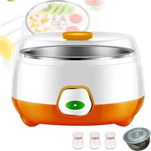 POCDUUA Yogurtiera Automatica Con Contenitore in Acciaio Inox Da 1 Litro E 3 Bottiglie in Vetro - Triplo Controllo Della Temperatura Costante A 42°C E Coperchio A Doppia Tenuta Per Dessert,Orange