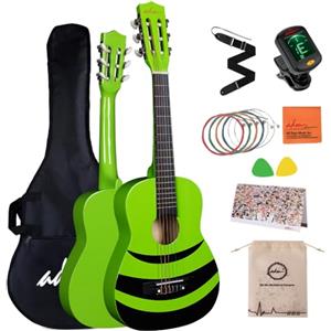 ADM Kit chitarra classica 1/4 per bambini, set junior da 30 pollici, borsa da concerto, accordatore a clip, cinghia, plettri e corde aggiuntive