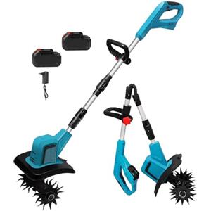 TANIASHOP Elettrozappa a Batteria 21V Doppia Batteria - Motozappa a Batteria Coltivatore da Giardino 270 RPM con 4 Denti in Acciaio, Profondità 18 cm, Larghezza 220 mm per Orto e Aiuole