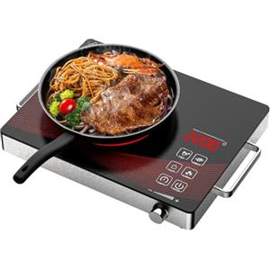 Nardea Fornello a Infrarossi Portatile da 2200W, Fornello Elettrico Singolo, Piastra Elettrica in Vetroceramica con Potenza di Riscaldamento Regolabile, Timer di 3 Ore