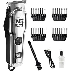 SOKEQTW Tagliacapelli Uomo Professionale, Tagliacapelli Senza Fili per Macchinetta per Capelli, Taglio di Precisione, Lame in Titanio, Indicatore Intelligente Della Batteria, Argento