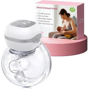 Haokoo Tiralatte Elettrico Indossabile Portatile - 201g Leggero Tira Latte Neonati Elettrico con 3 modalità e 12 livelli, Installazione Rapida 5s, Display a LED, Senza BPA, 1 Pezzi