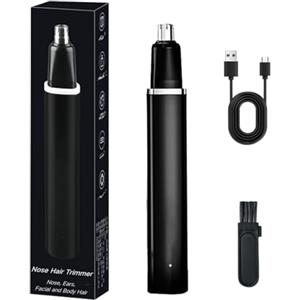 Puokmy Taglia Peli Naso e Orecchie, Rasoio Orecchie Nose per Uomini e Donne, Pulizia Professionale, 2-in-1 Tagliapeli per Naso Ricaricabile USB, IPX7, Ideale per Viaggi & Casa (Nero)