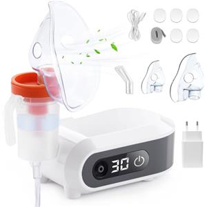 Wholede Aerosol Ultrasuoni Silenzioso - Nebulizzatore A Compressore, Areosol per Bambini ed Adulti con Boccaglio E Maschera, Velocità di Atomizzazione Regolabile, Funzione Timer