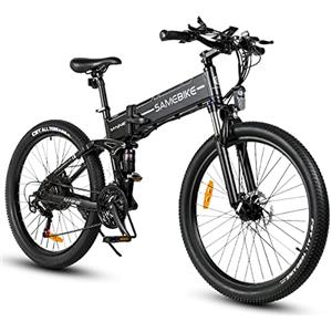SAMEBIKE LO26-II Mountain Bicicletta Elettrica Adulti Rimovibile 48V14AH Batteria 26 Pollice Pieghevole Biciclette Elettriche con Display LCD Velocità Ebikes (LO26-II-YD, BLACK)