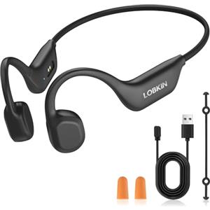 LOBKIN Cuffie Conduzione Ossea,Cuffie Wireless Bluetooth 6.0 Open Ear, Auricolari Conduzione Ossea IPX6 Impermeabili,Connessione a Doppio Dispositivo con Mic,Auricolari Sportive per Ciclismo Corsa