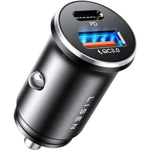 LISEN Caricatore Auto USB C [Mini Lega Di Alluminio & 54W Doppia Porta QC3.0] Caricatore Auto Accendisigari, Kit di Accessori da Auto Per Cellulari, Presa Accendisigari 12V per iPhone 16 Galaxy S25