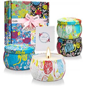 CREASHINE Candele Profumate Set Regalo per Donna 4 * 5.6oz Cera di Soia Naturale,Alleviare Lo Stress e Aromaterapia per Festa della Mamma Compleanno Anniversario San Valentino Bomboniera Natale