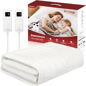 staronce Elettrico Matrimoniale 160x140 cm - Coperta Termica con 10 Livelli di Calore, Spegnimento Automatico, 2 Telecomandi Inclusi, Lavabile in Lavatrice, Riscaldato