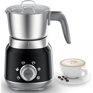 JIMYIU Montalatte elettrico 6 in 1 con tazze staccabili, preparatore automatico di schiuma fredda e calda per latte/cappucccino/cioccolata calda, lavabile in lavastoviglie