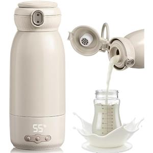 Makerstep Scaldabiberon portatile, può essere riscaldato, tenuto caldo e sterilizzato, riscaldamento rapido in 3 minuti, grande capacità di 500 ml, grande batteria da 10400 mAh, acqua, latte, latte materno