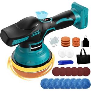 bycpower Lucidatrice per auto Bosch Professional 18 V, set di 27 lucidatrici per auto, lucidatrice orbitale da 6 pollici, con 8 velocità variabili per cera/dettagli auto (senza batteria)