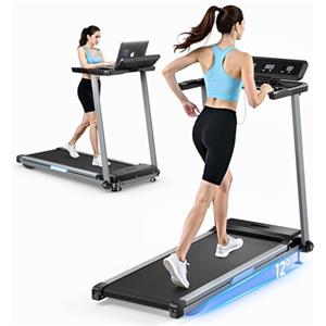 Onetwofit Tapis Roulant Elettrico, Salvaspazio Pieghevole Tapirulan Professionale Treadmill Con Maniglia e Display a LED 1-12 km/h per Casa e Ufficio