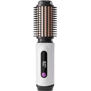 Generico Spazzola Arricciacapelli Riscaldata - Pettine Ionico Per Bigodino Per Piastra, Bigodino Elettrico Antiscottatura Con Setole In Nylon Con 3 Impostazioni Di Temperatura | Bigodini A Spazzola Riscaldati