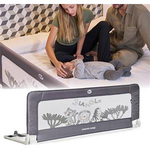ms Baby World - Balaustra di sicurezza portatile per bambini | Barriera per letto da viaggio | pieghevole e portatile, fissaggio sicuro, 150 cm | Grigio.