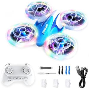 Sheewey Drone per Bambini, Mini Drone con 3 Batterie per Principianti, Elica di Protezione Completa, Telecomando a 2,4 GHz, Mantenimento Dell'altitudine, 360 Giri, con Luci LED, Regali per Bambini