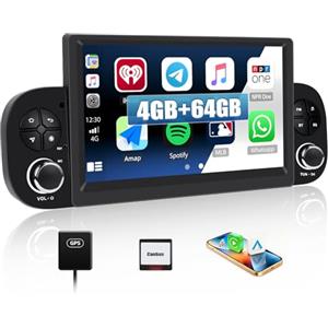 SIXWIN 4+64G Android 15 Autoradio per FIAT Panda 2013-2020 con CarPlay/Android Auto/Mirror Link,7 Pollici HD TouchScreen Schermo Navigatore WiFi Bluetooth 5.0 FM/RDS 32EQ