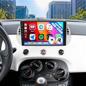 SIXWIN 4+64G Android 13 Autoradio per FIAT 500 2007-2015 con CarPlay/Android Auto/Mirror Link,9 Pollici HD TouchScreen Schermo con Navigatore WiFi Bluetooth 5.0 FM/RDS 32EQ+AHD Retrocamera