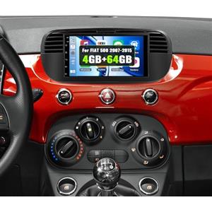 SIXWIN 4+64G Android 13 Autoradio per FIAT 500 2007-2015con CarPlay/Android Auto/Mirror Link,7 Pollici HD TouchScreen Schermo Navigatore WiFi Bluetooth 5.0 FM/RDS 32EQ(Nero)
