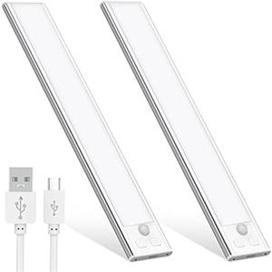 OUILA Luce Armadio LED, Armadio Led con Sensore di Movimento, 20.5CM Magnetica Ricaricabile Luce Led Sottopensile Dimmerabile Lampada per Cucina Scale Soggiorno Bagno Camere da Letto