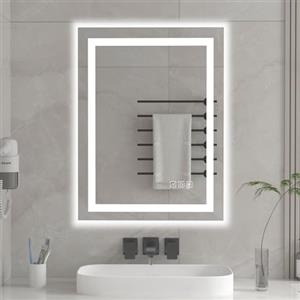 furduzz urduzz Specchio Bagno LED, 60x45 cm Specchio Retroilluminato con Controllo Tattile, Antiappannamento, Funzione Memory, Specchio da Parete 3 Colori Regolabili, Orizzontale & Verticale