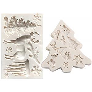 TheStriven 2 Pezzi Silicone Torta di Natale Stampi a Tema di Natale Silicone Stampi Natale Stampi in Silicone di Natale per Candy, Gelatina e Cubo di Ghiaccio, Vassoio di Natale per Stampi Cottura Fai