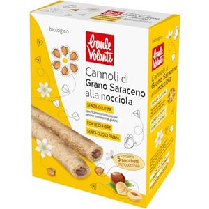 Baule volante Cannolo di grano saraceno con crema di nocciole - Pasta frolla biologica croccante con farina di riso, soia e cacao - Dessert artigianale senza lattosio