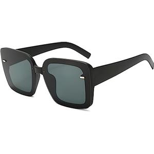 YAMEIZE Quadrati Occhiali da Sole Grande da Uomo Moda Quadrato da Donna Rettangolari Retrò Vintage 90s Occhiali UV400 Nero Grigio