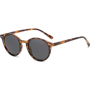 YAMEIZE Occhiali da Sole Polarizzati Donna Rotondi-Classici Vintage Retrò Colorati Piccolo UV400 Protezione Occhiali Uomo Tondi Grigio Leopardo