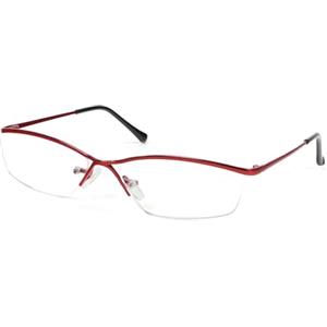 KoKoBin occhiali da lettura con montatura metallica a mezza cornice, filtro luce blu, montatura sottile rettangolare, per donna e uomo (Rosso, 2)