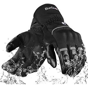 RunSnail 2KP CE Guanti Moto Invernali per Uomini e Donne, Guanti per Moto Impermeabili, Guanti per Motociclisti Lunghi, Guanti Touchscreen per BMX ATV MTB Riding, Racing su Strada (Nero M)