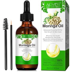 Zoxpm Olio di Moringa Puro per Viso e Capelli, 60ml Moringa Oil ricco Vitamina per Antirughe, Idratazione & Antietà, Nutrono Il Capelli Secchi e Danneggiati, Stimolano la Crescita dei Capelli