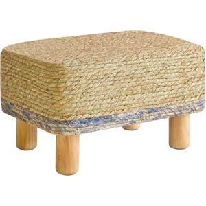 YMYNY Poggiapiedi Pouf Couch Sgabello Poggiapiedi Rettangolare In Alga Marina Naturale Multifunzionale Moderno Ottomano Divano Tavolino per Soggiorno Camera da Letto 42×30×26CM Blu HBD043Q