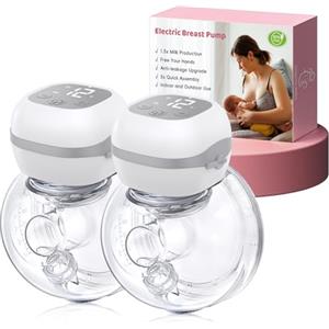 Haokoo Tiralatte Elettrico Indossabile Portatile - 201g Leggero Tira Latte Neonati Elettrico con 3 Modalità e 12 Livelli, Installazione Rapida 5s, Display a LED, Senza BPA, 2 Pezzi
