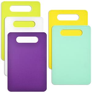 Cisolen 5 Pezzi Tagliere in Plastica Senza BPA Tagliere da Cucina Antibatterico Tagliere Antiscivolo Taglieri Colorati Flessibile con Foro per Appendere Riutilizzabile per Pesce Carne Verdura Frutta