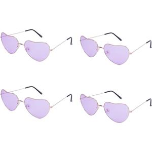 Zythrem 4 Occhiali da Sole Hippy Occhiali da Sole a Forma di Cuore, per Metallo Carino Festa Festival Occhiali, per Hippie, Carnevale Decorazione per Feste in Maschera (Viola).