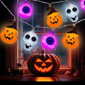 Namouk Luci Halloween, 3M 20 LED Decorazioni Halloween Luci led a Batteria, Decorazioni Autunnali Luminosa a Forma di Zucca et Teschio, Addobbi Autunnali per interni&esterni Casa Festa Giardino Veranda