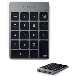 Satechi Tastierino Numerico Wireless in Alluminio con 18 Tasti, Stati Uniti Layout, Keypad Ricaricabile USB-C per MacBook Air & Pro, iMac, Chromebook, ThinkPad, Windows, Portatili e altro - Grigio