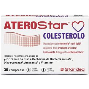 STARDEA Aterostar Colesterolo - Integratore con Berberina 500 mg, γ-Orizanolo, Olea Europaea, Vitamine B6 e B12 - 30 compresse