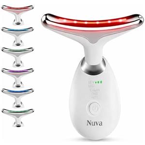 Nuva Massaggiatore viso e collo a LED a 7 colori, strumento per ringiovanimento della pelle, lifting e contouring, dispositivo di bellezza ricaricabile per tonificare e illuminare