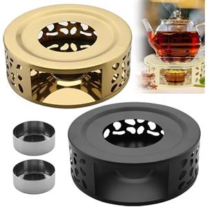 SUNOYA Scalda Teiera, Scalda Teiera In Acciaio Inox In 2 Pezzi, Riscaldatore Per Teiera, Scalda Teiera Con Porta Candela, Scalda Teiera Scaldavivande Per Il Riscalda Tè, Latte, Caffè(15 X 5,5 Cm)