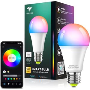 Oumida Lampadine LED Alexa Inteligente WiFi, E27, Dimmerabile Lampadina Smart 9W 1000ML (Equivalente 60 W), RGB & 2700K-6500K bianco freddo caldo, compatibile con Alexa/Google Home (1PCS)