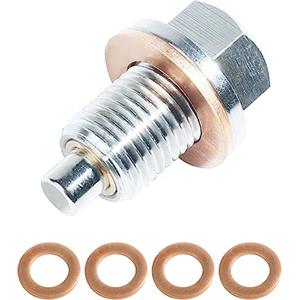 Flaconi M14x1.5 Tappo Di Scarico Dell'olio Magnetico per Auto,Tappo Olio Motore,Guarnizione Magnetica per Vasca Dell'olio,Bullone Tappo Coppa Olio con Rondella Rame,Universale per Auto(M12x1.25)